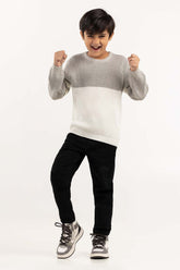 Toddler Boy White And Grey Knit Sweater 224-511-033
