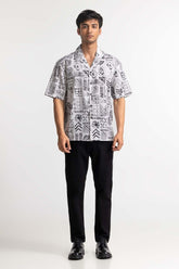 White Black Digital Printed Casual Shirt MN-CS-PD23-010