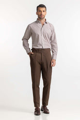 White Brown Stripe Formal Shirt MN-FS-PD24-088