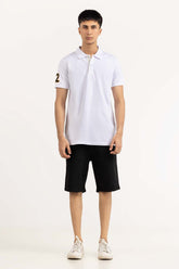White Embroidered Polo PS-FPK23-188