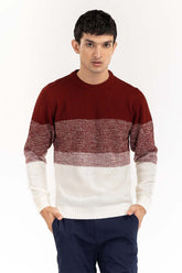 White Maroon Gradiant Sweater SWT-FFSCN22-151