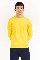 Yellow Basic Crew Neck Sweater SWT-BFSCN-22-011