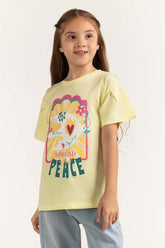 Yellow Junior Girl Knit Printed Tee JG-TS-SS24-028