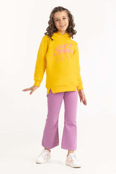Junior Girl Yellow Medium Length Hoodie 224-412-045