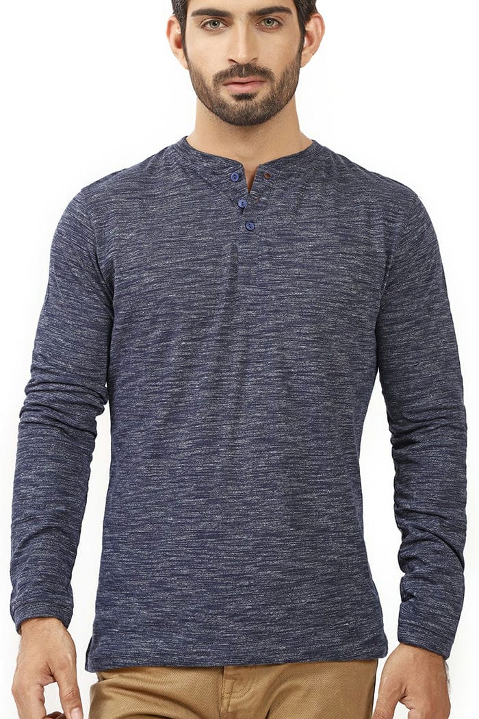 Navy Basic Henley T-Shirt HEN-SIG-06
