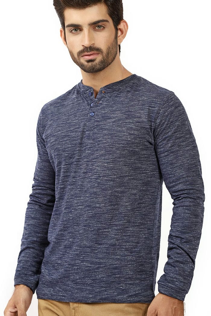 Navy Basic Henley T-Shirt HEN-SIG-06