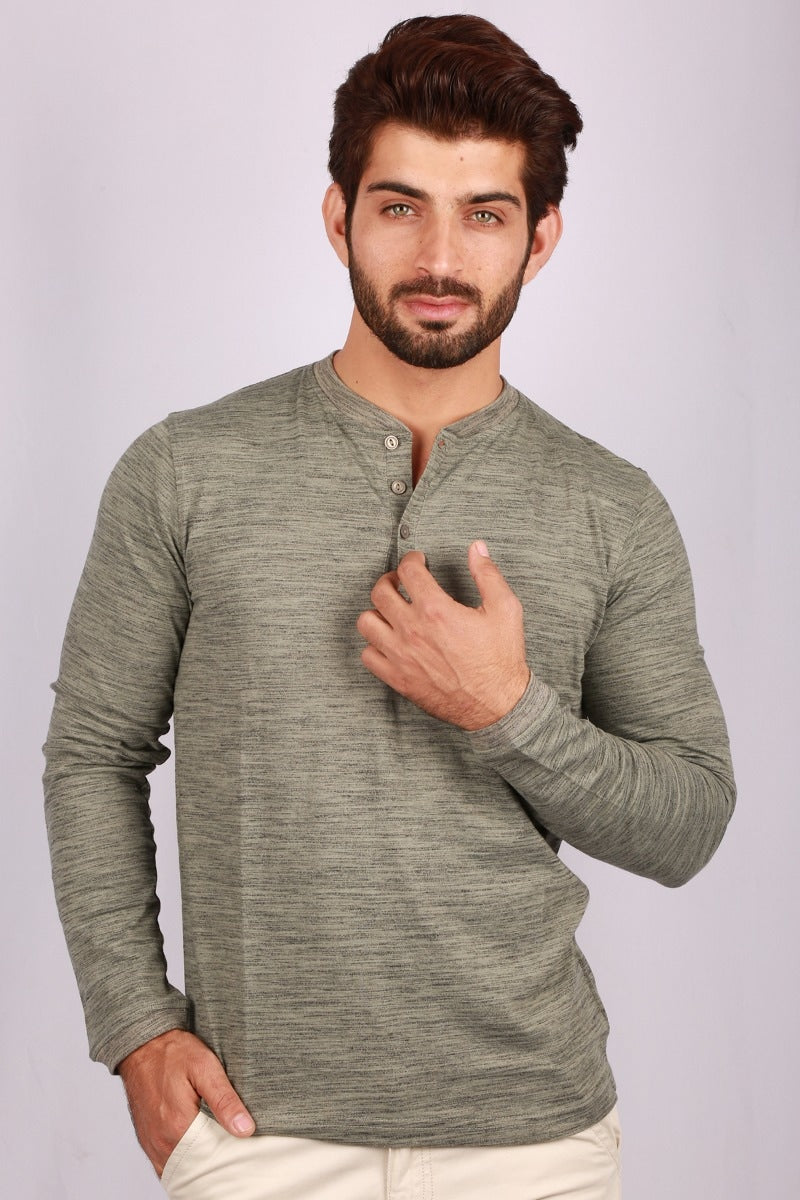Khaki Basic Henley T-Shirt HEN-SIG-07