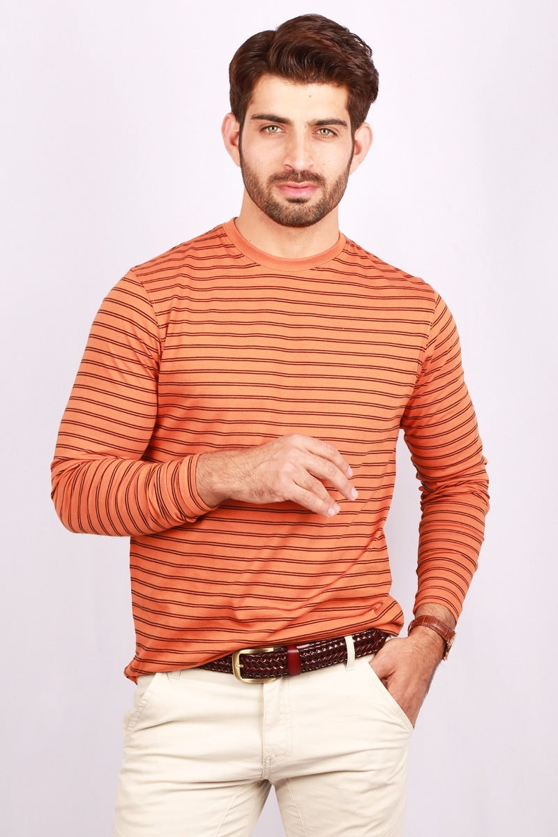 Orange Yarn Dyed T-Shirt FS-YD-TEE-D01-2