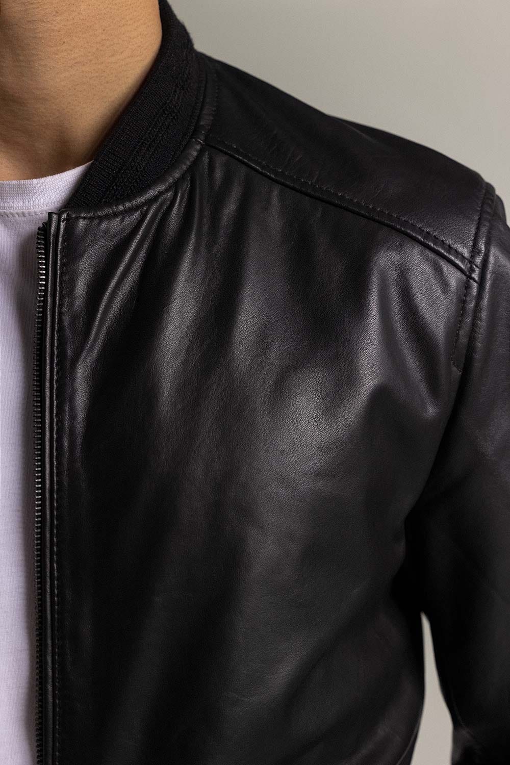 Black Fashion Jacket JKT-LETH-D46-01