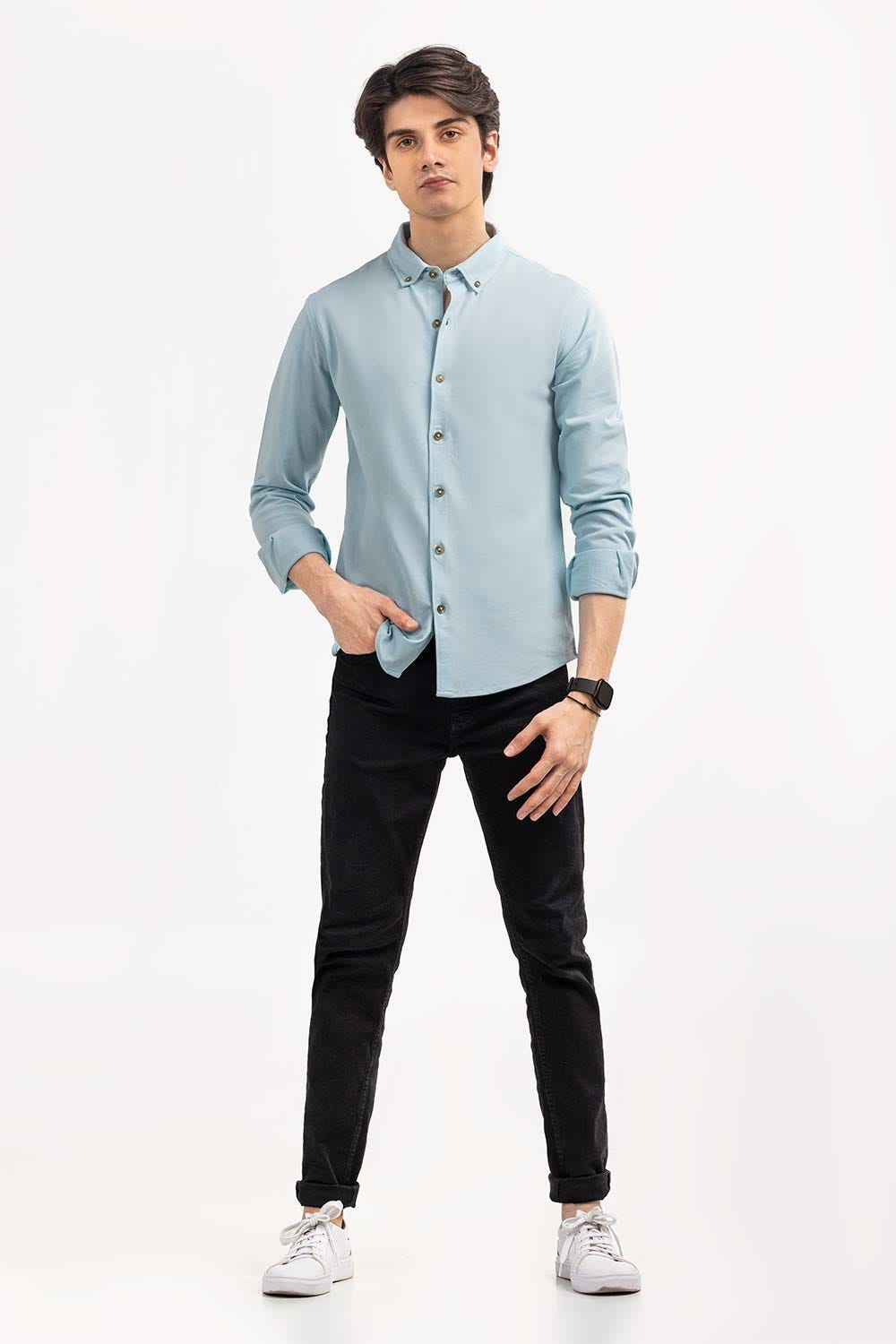 Angel Blue  Basic Knitted Casual Shirt FS-CS-KNIT-D18
