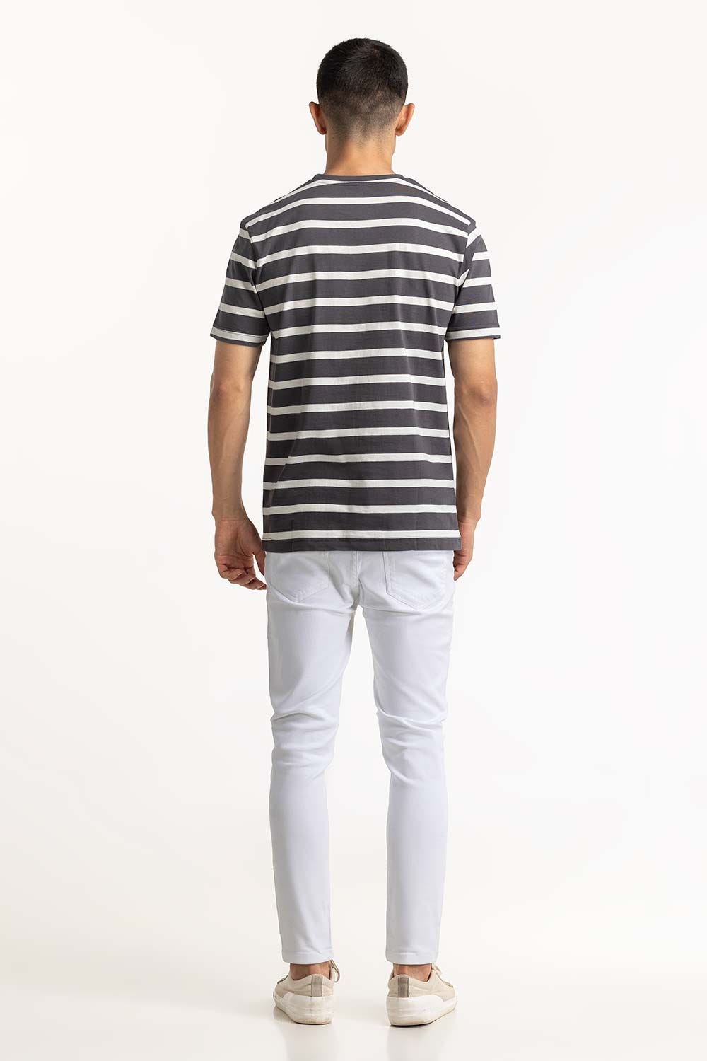 Anthracite White Striped Tee TS-CNSJ23-064