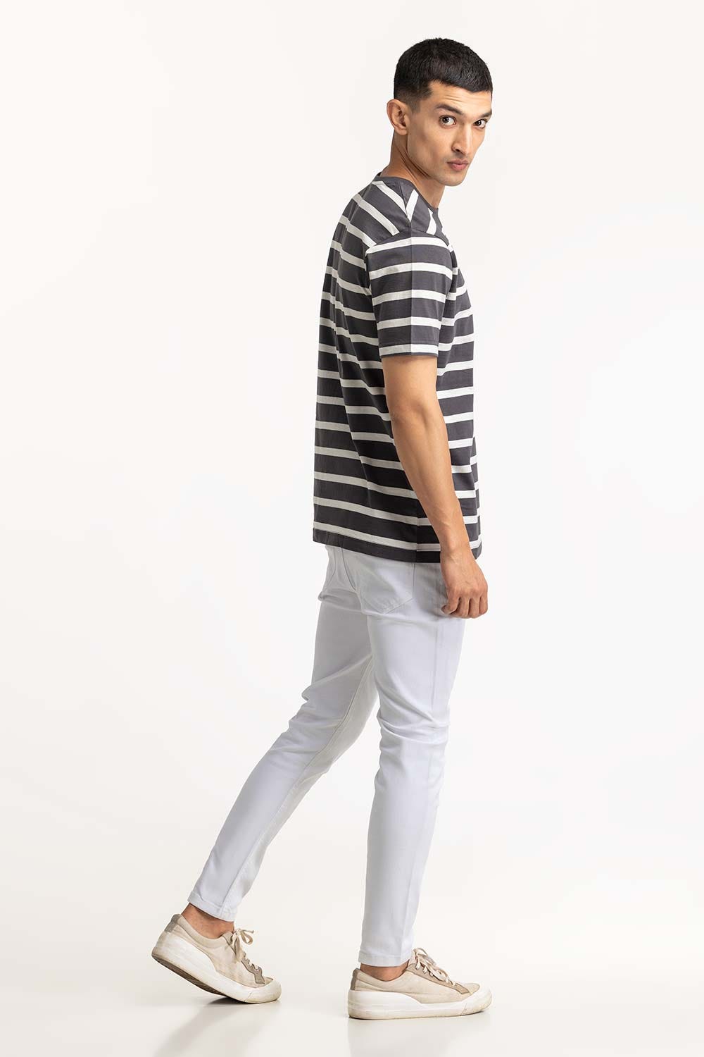 Anthracite White Striped Tee TS-CNSJ23-064