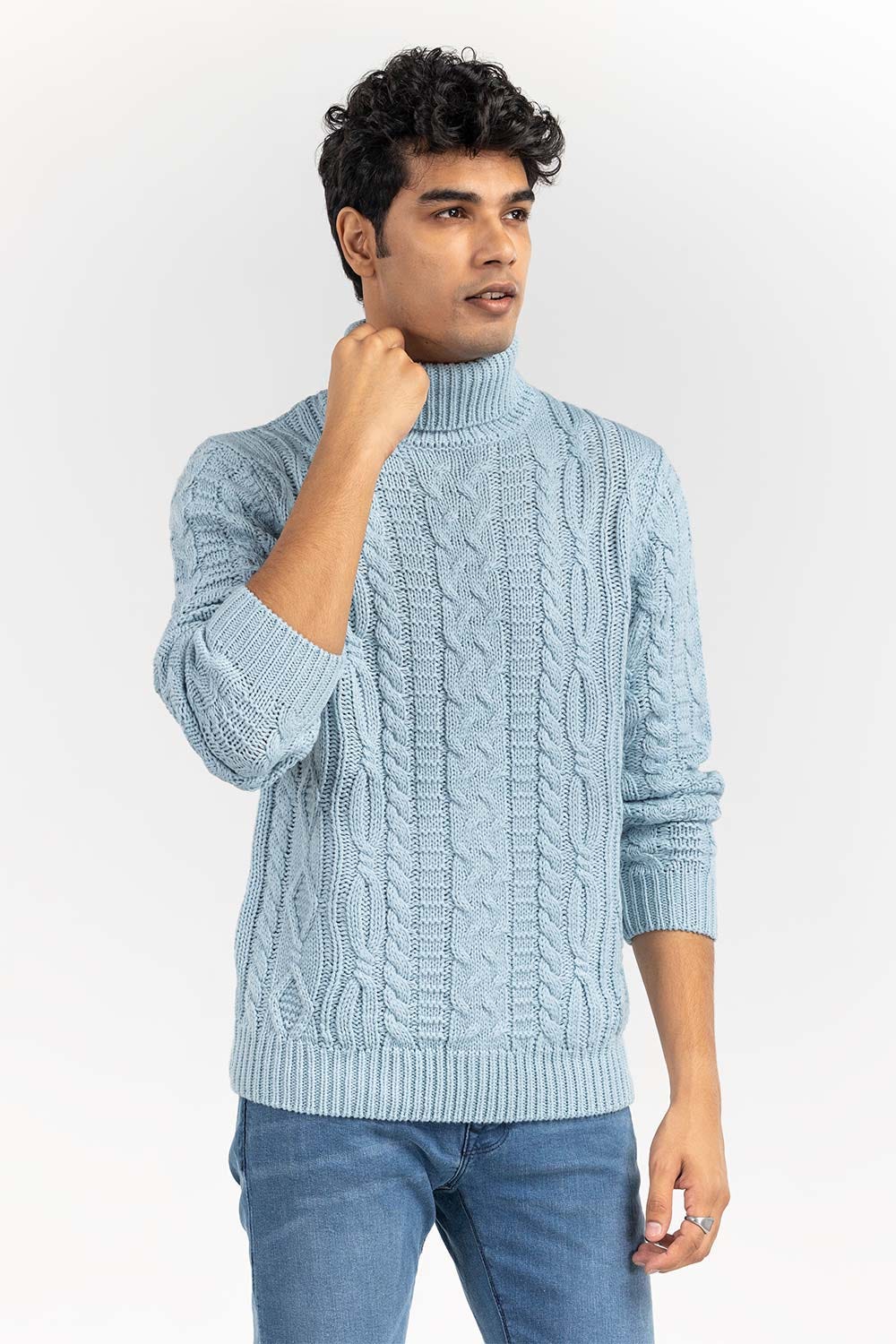 Aqua Cabling Turtle Neck Sweater SWT-FFSSC22-257-2