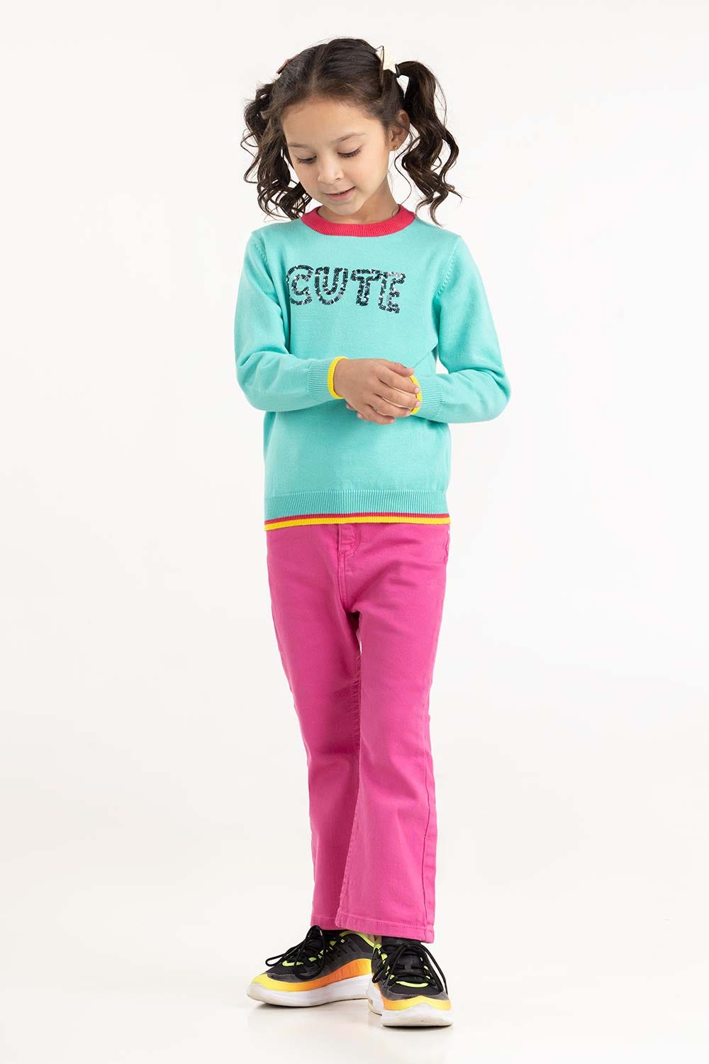 Toddler Girl Aqua Knit Sweater 224-611-023