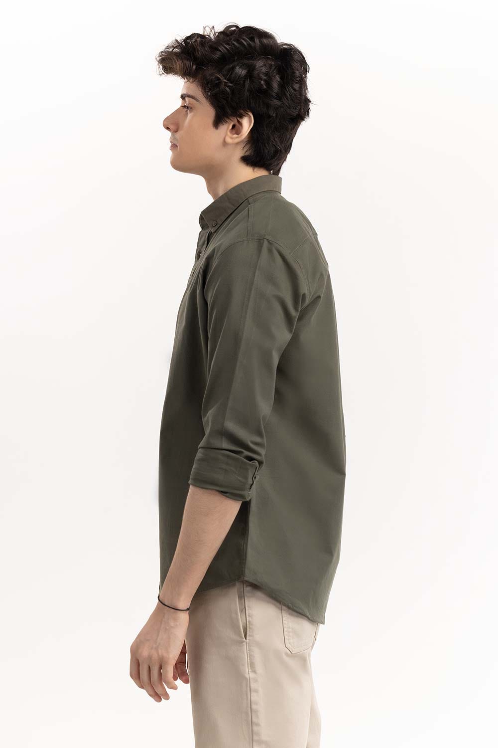 Army Green Button Down Shirt 224-117-053