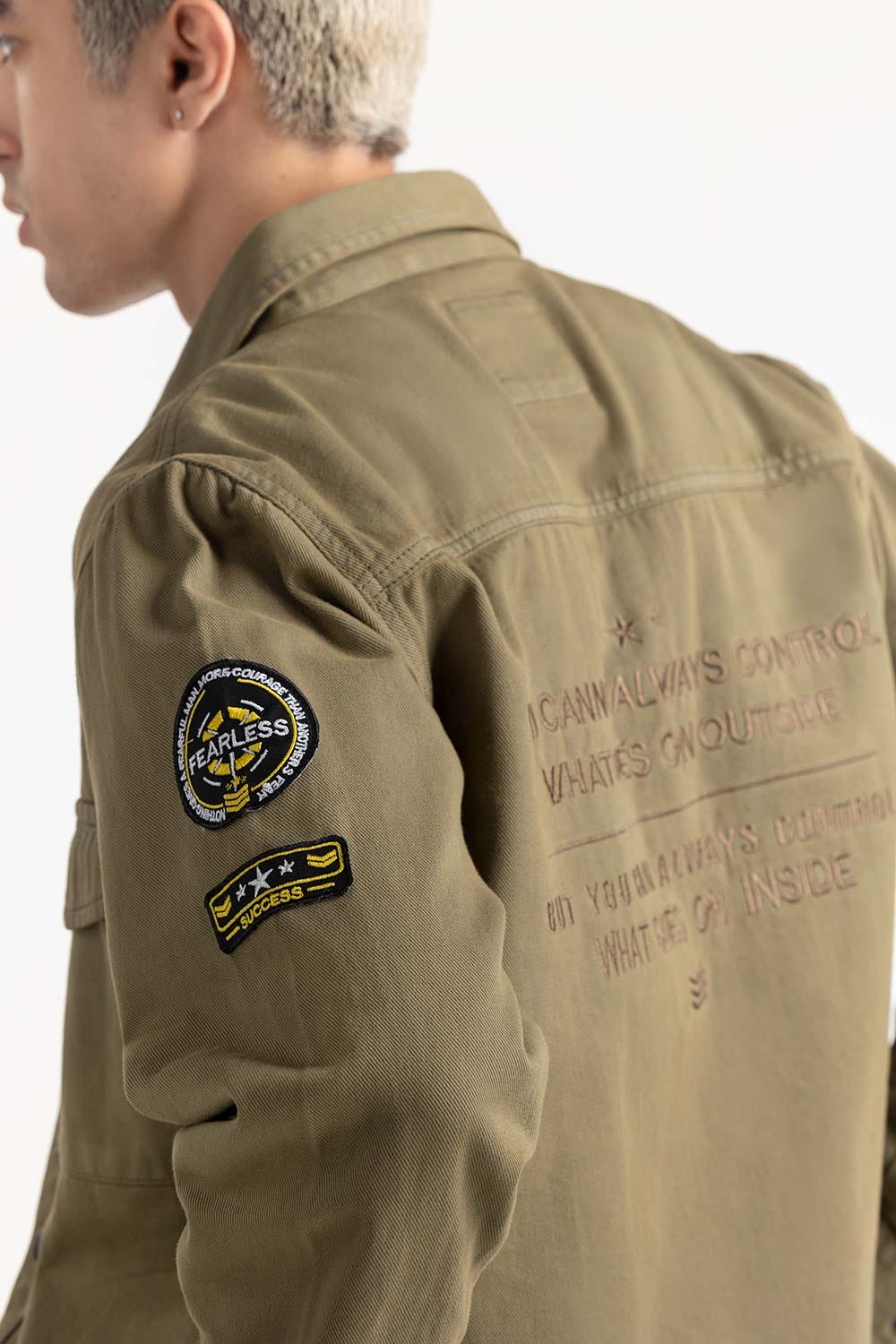 Army Green Non-Denim Overshirt 224-117-014