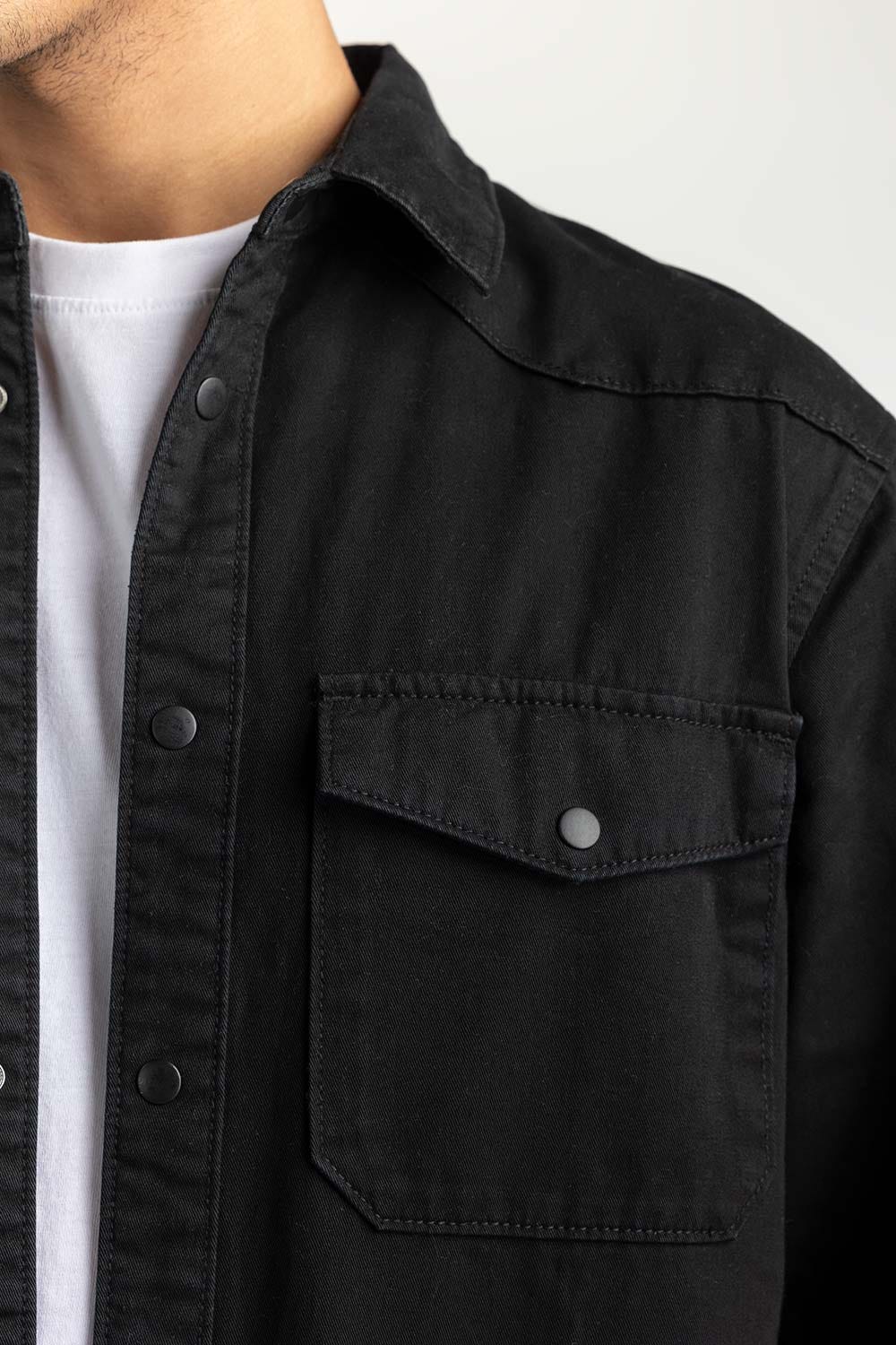 Basic Black Overshirt 224-117-009