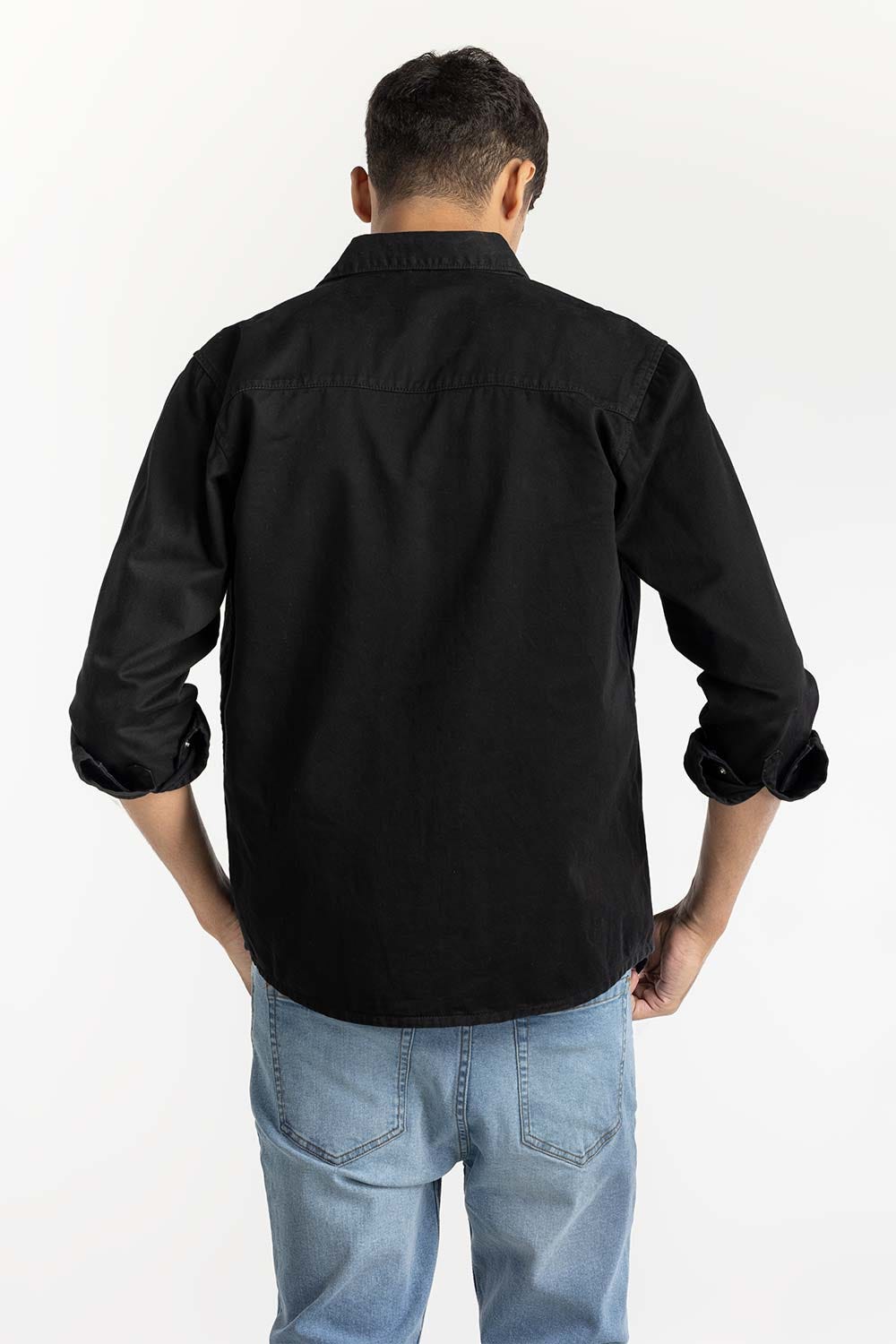 Basic Black Overshirt 224-117-009