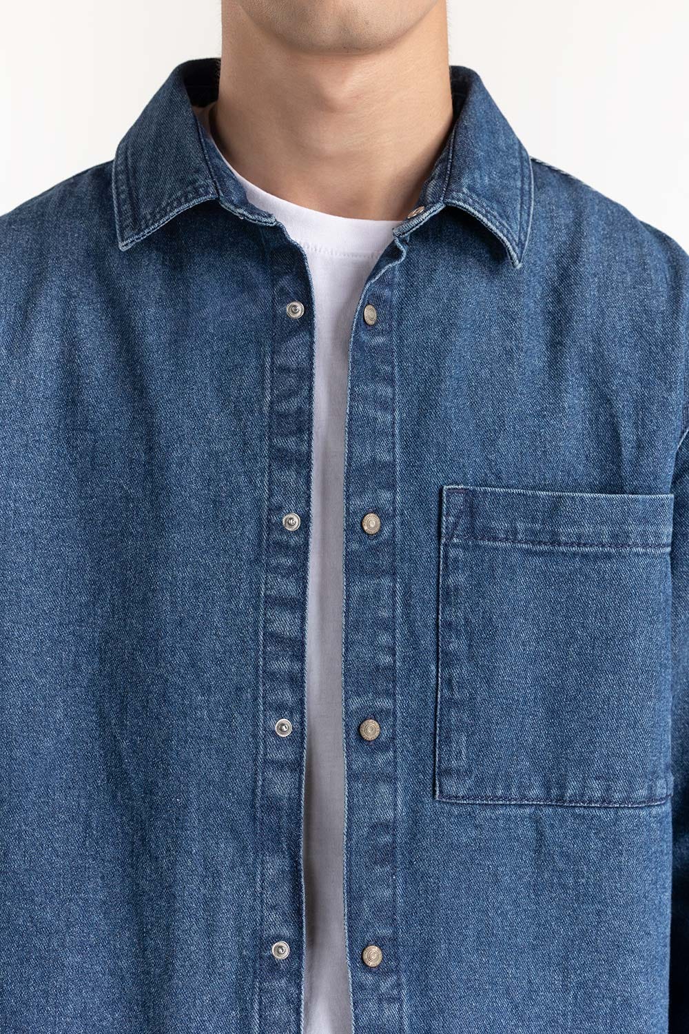 Basic Denim Overshirt 224-117-011
