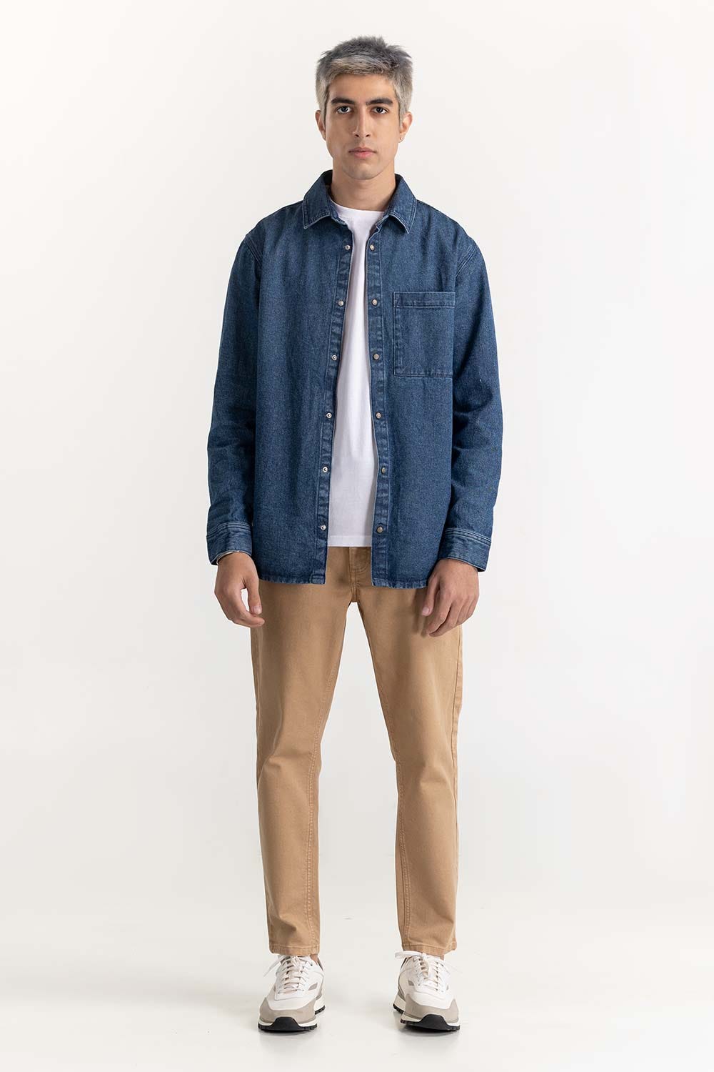 Basic Denim Overshirt 224-117-011