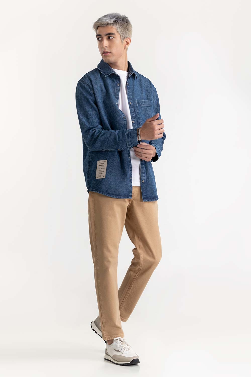 Basic Denim Overshirt 224-117-011