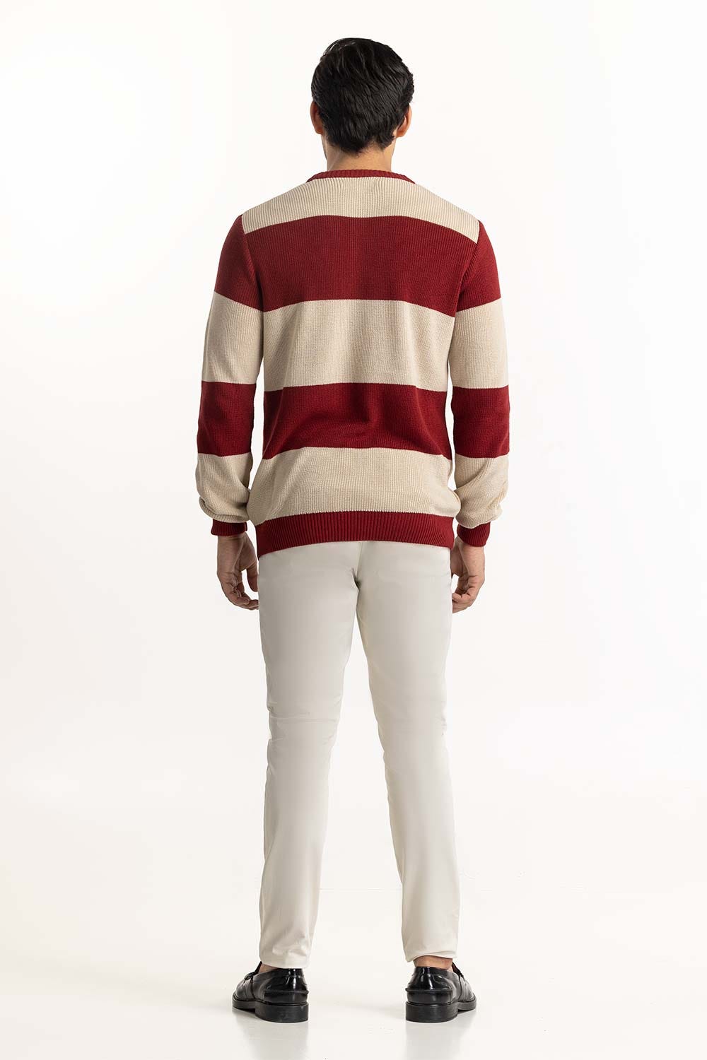 Beige-Red Striped Sweater SWT-FFSCN22-201-1