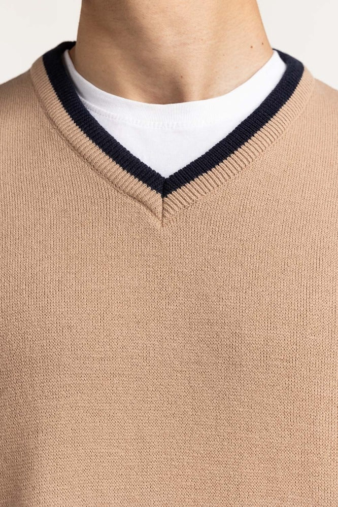 Beige Basic Sweater MN-SWT-WS23-055