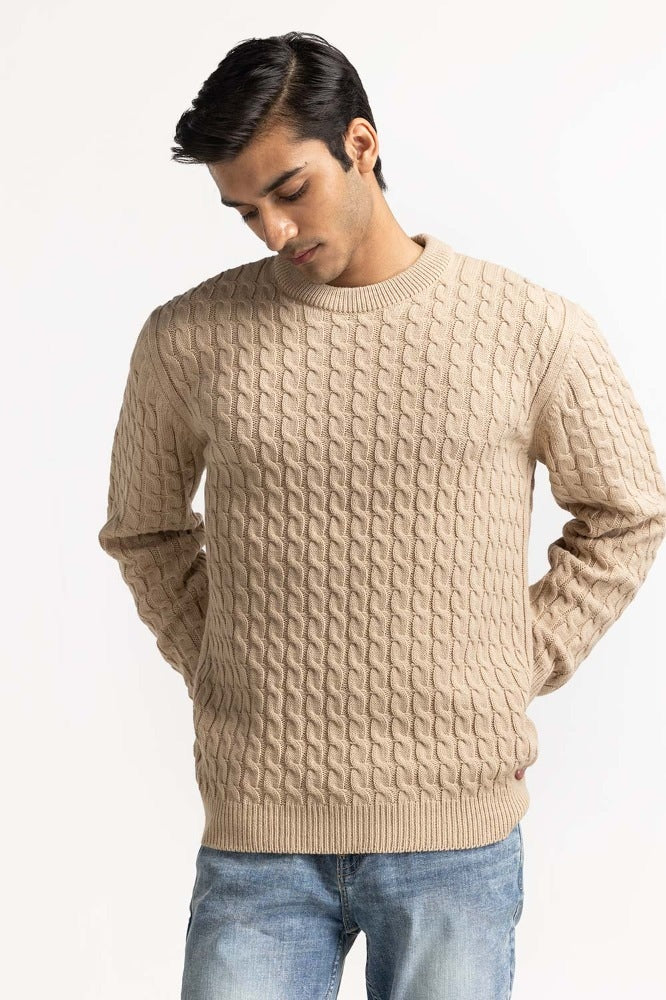 Beige Basic Sweater MN-SWT-WS23-078