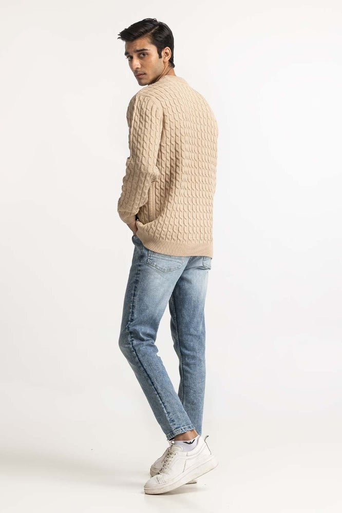 Beige Basic Sweater MN-SWT-WS23-078