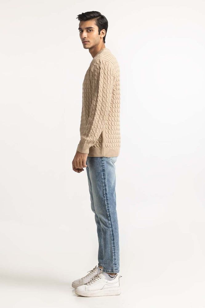 Beige Basic Sweater MN-SWT-WS23-078
