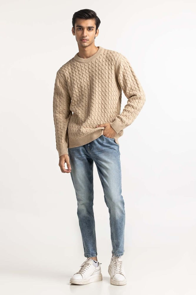 Beige Basic Sweater MN-SWT-WS23-078