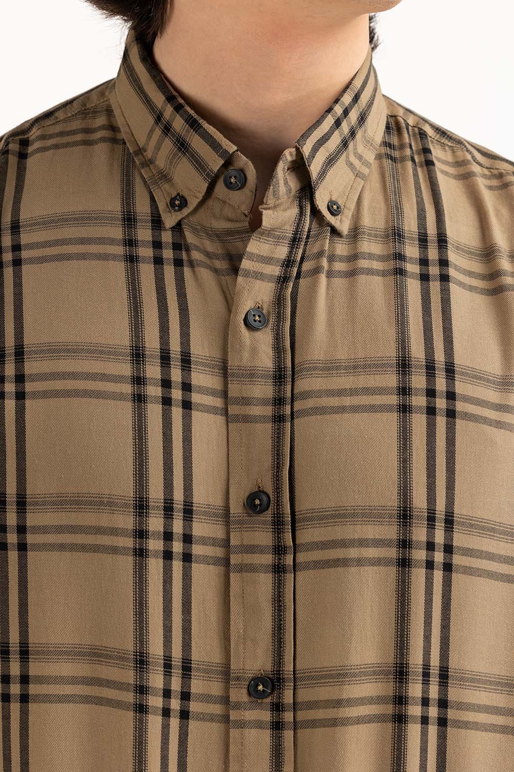 Beige Black Checkered Casual Shirt CS-YD22-045