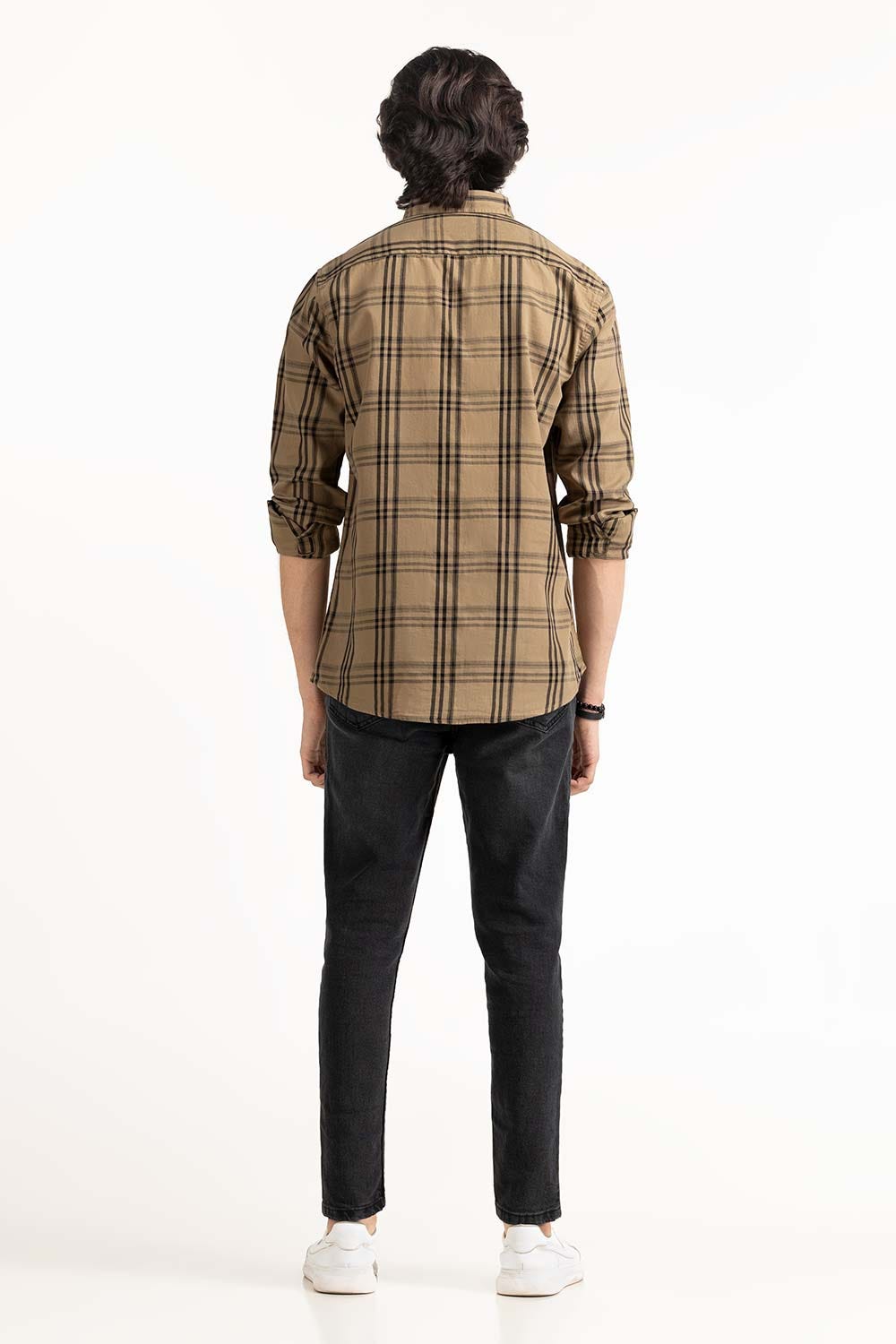 Beige Black Checkered Casual Shirt CS-YD22-045