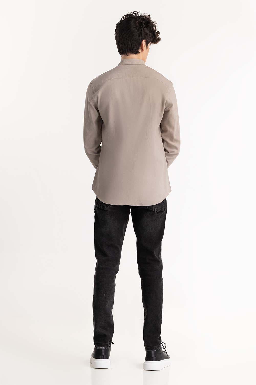 Beige Button-Down Shirt 224-117-038