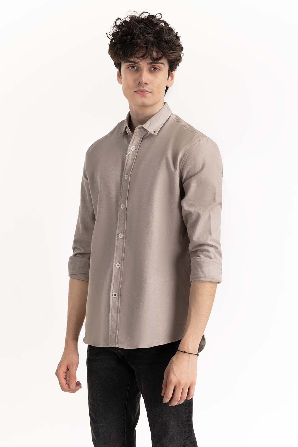 Beige Button-Down Shirt 224-117-038