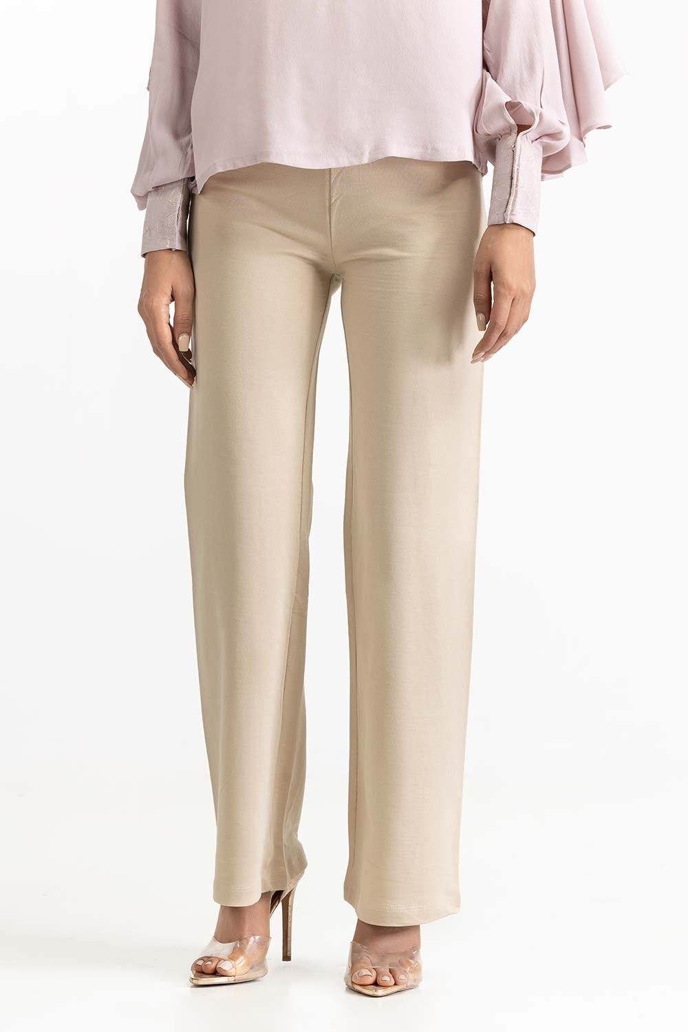 Beige Knit Trouser 231-220-006 C