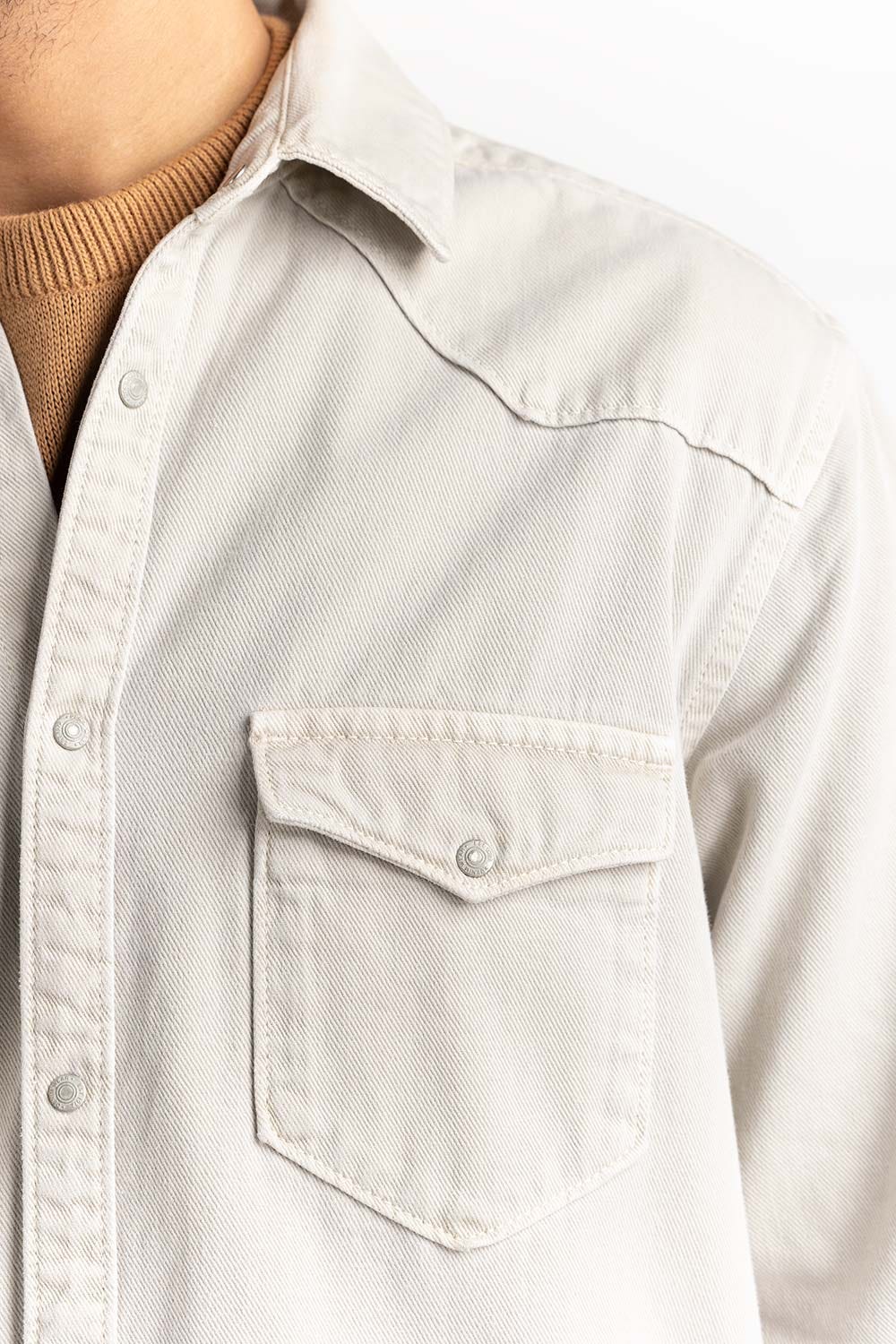 Beige Non-Denim Overshirt 224-117-032