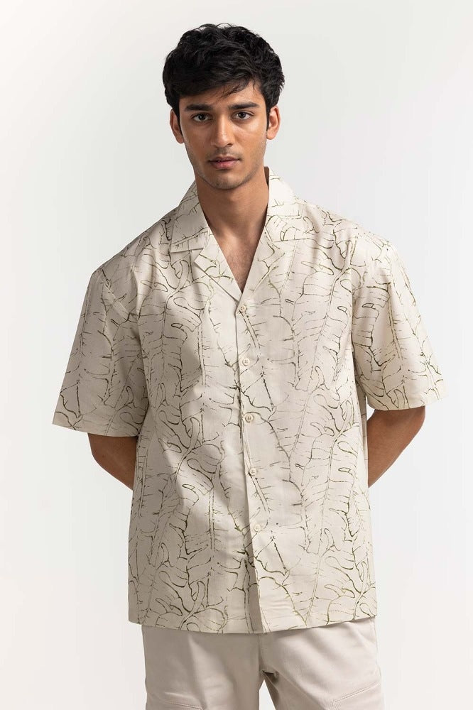 Beige Printed Casual Shirt MN-CS-SS24-025