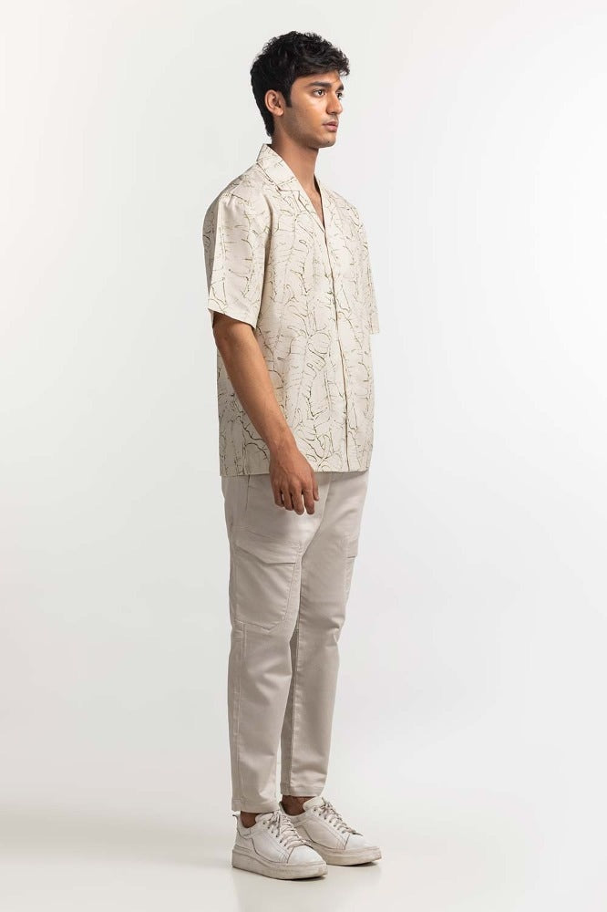Beige Printed Casual Shirt MN-CS-SS24-025