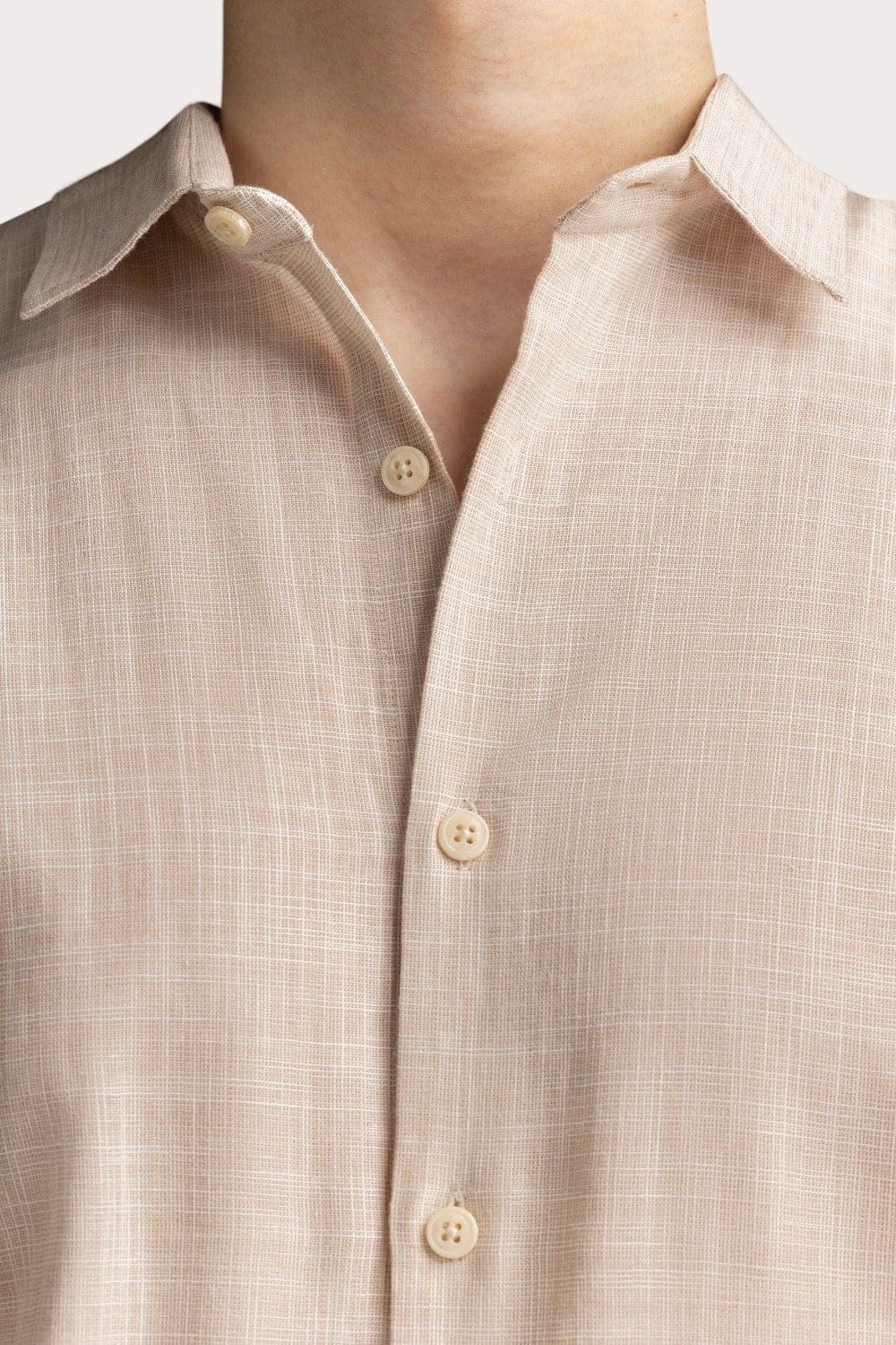 Beige Self Textured Casual Shirt MN-CS-SS24-009