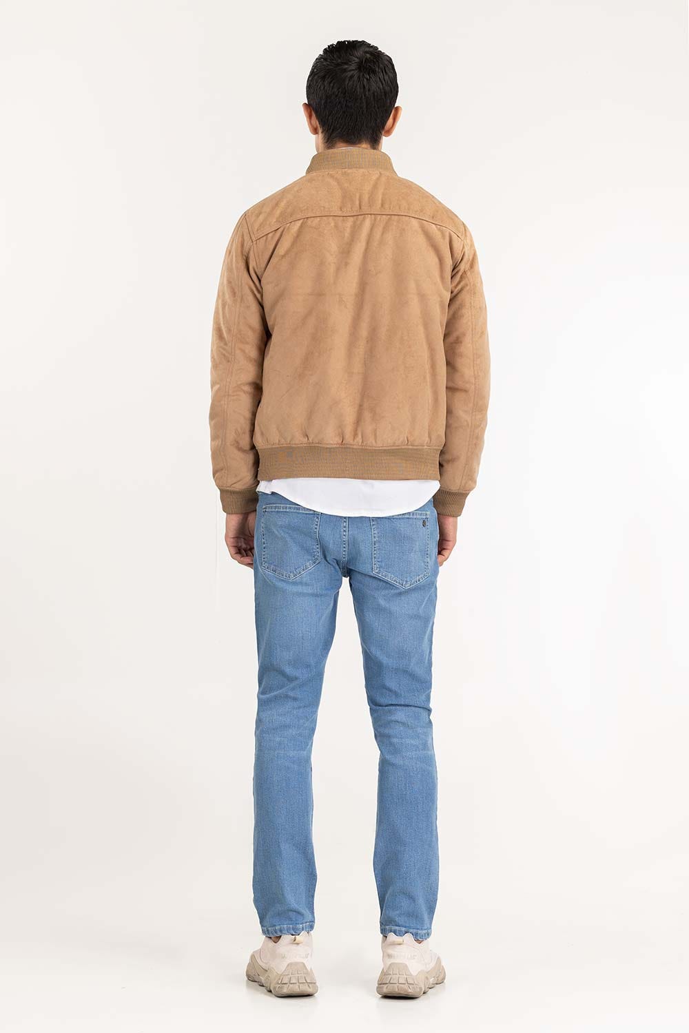 Beige Suede Leather Bomber Jacket JKT-LTH22-005