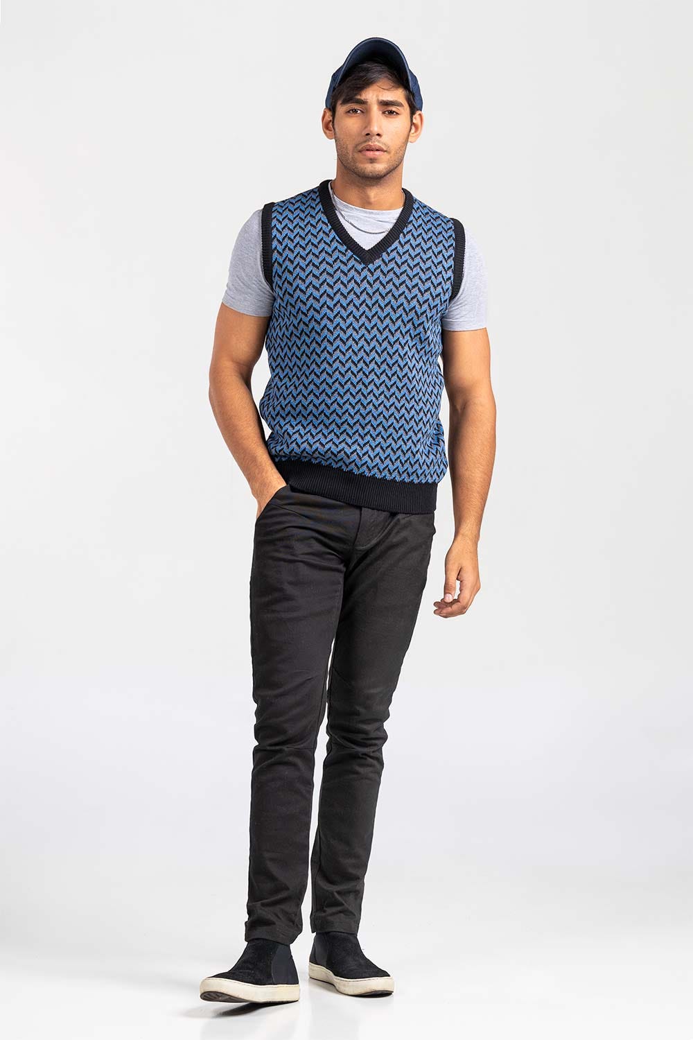 Black-Blue Fashion Sweater SL-SWT-FD-37-01