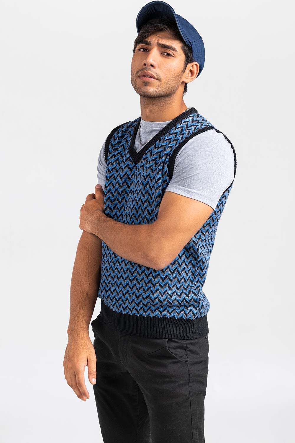 Black-Blue Fashion Sweater SL-SWT-FD-37-01