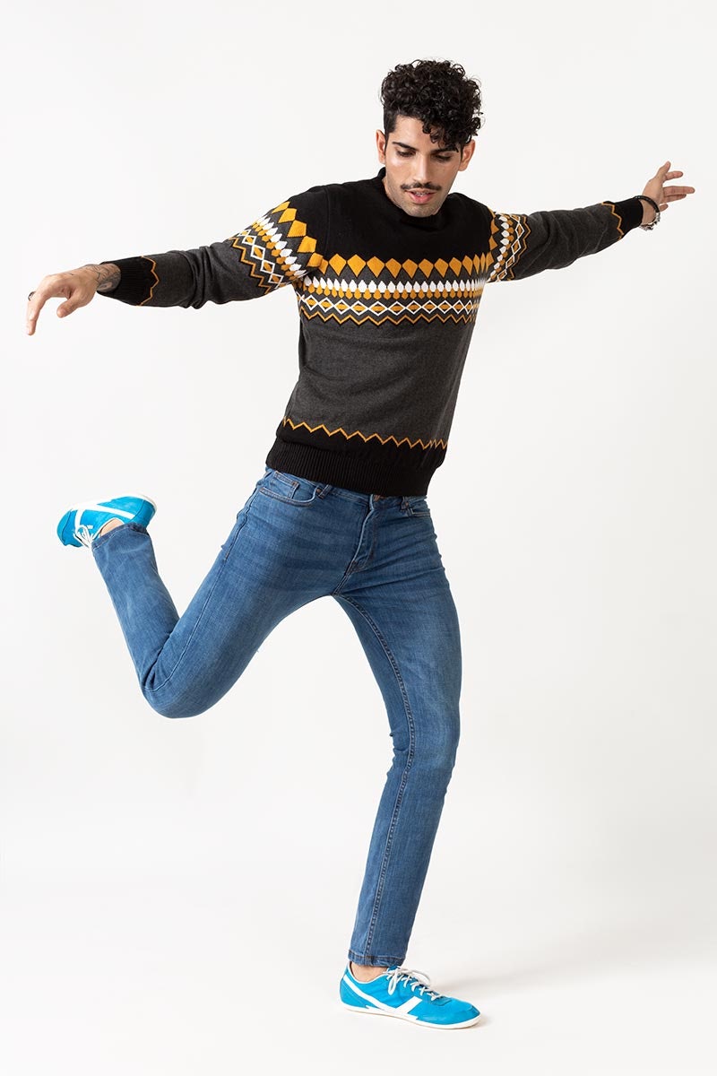 Black-Grey Fashion Sweater - FS-SWT-FD-130-01