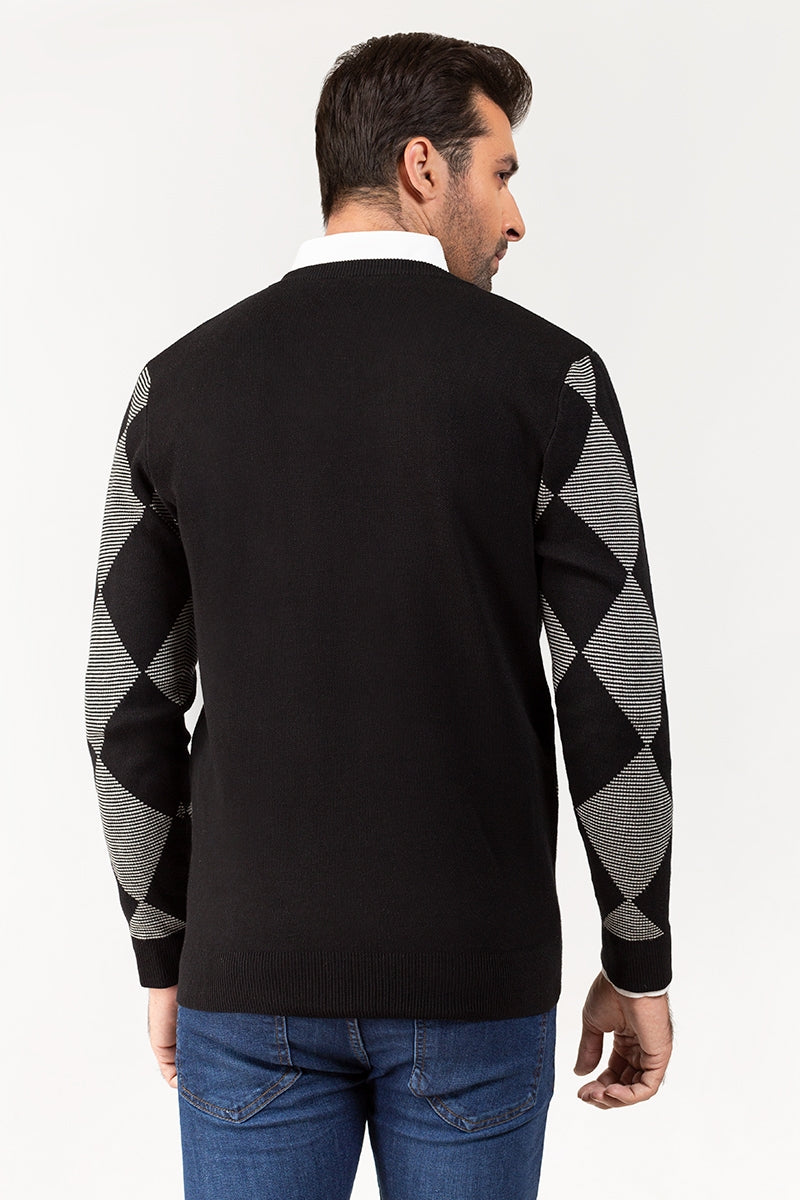 Black-Grey Fashion Sweater FS-SWT-VPN-FD-211-01