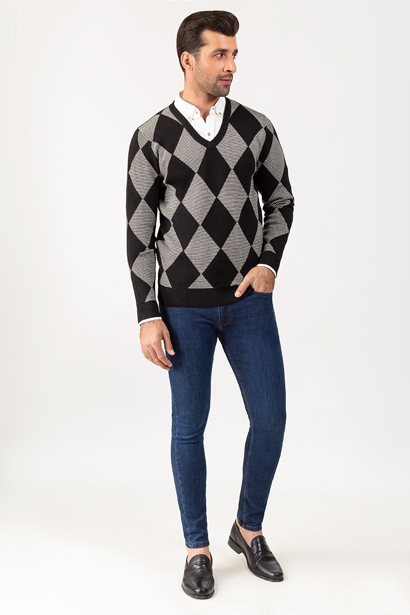 Black-Grey Fashion Sweater FS-SWT-VPN-FD-211-01