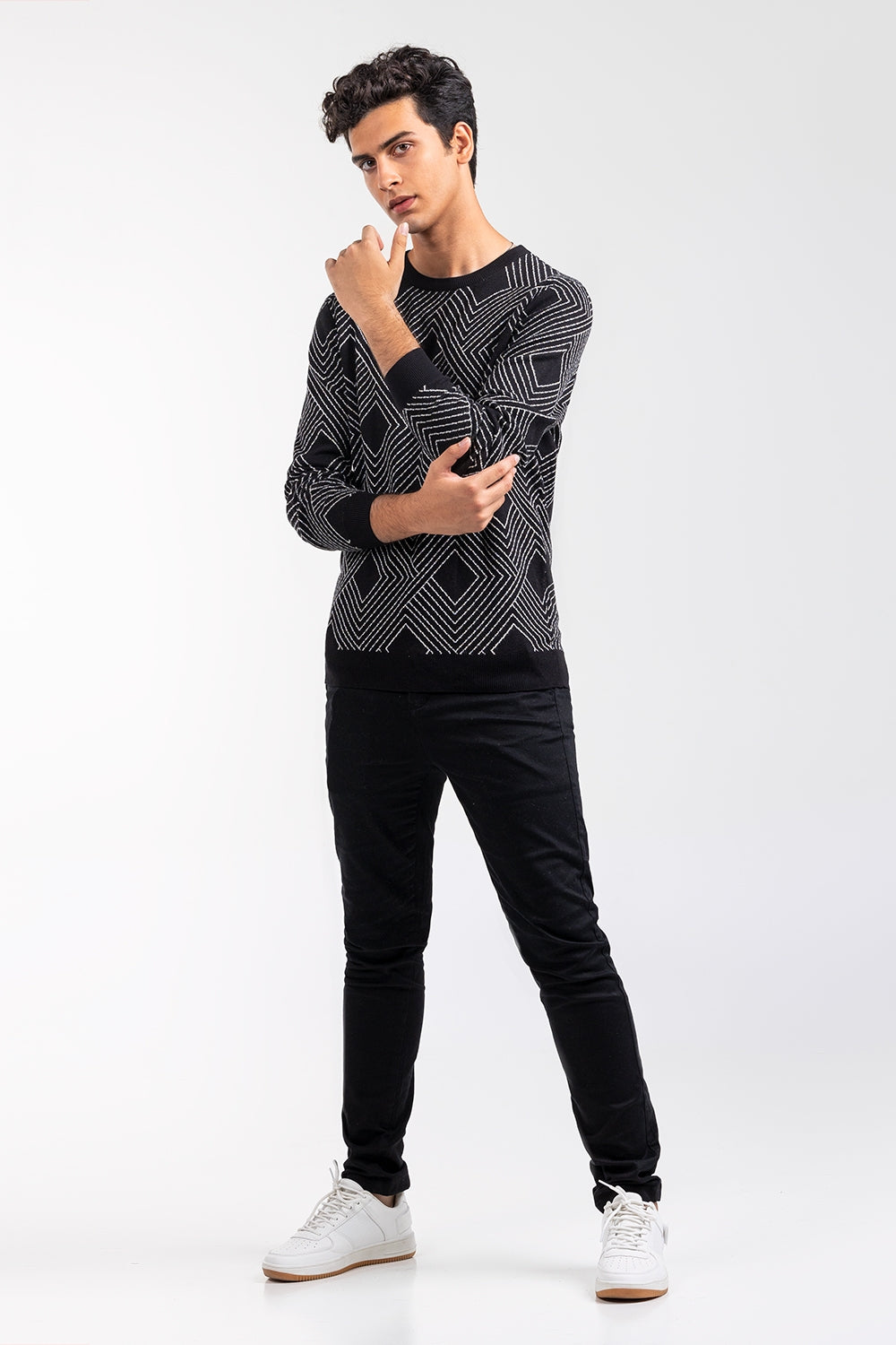 Black-Grey Fashion Sweater FS-SWT-VPN-FD-415-01