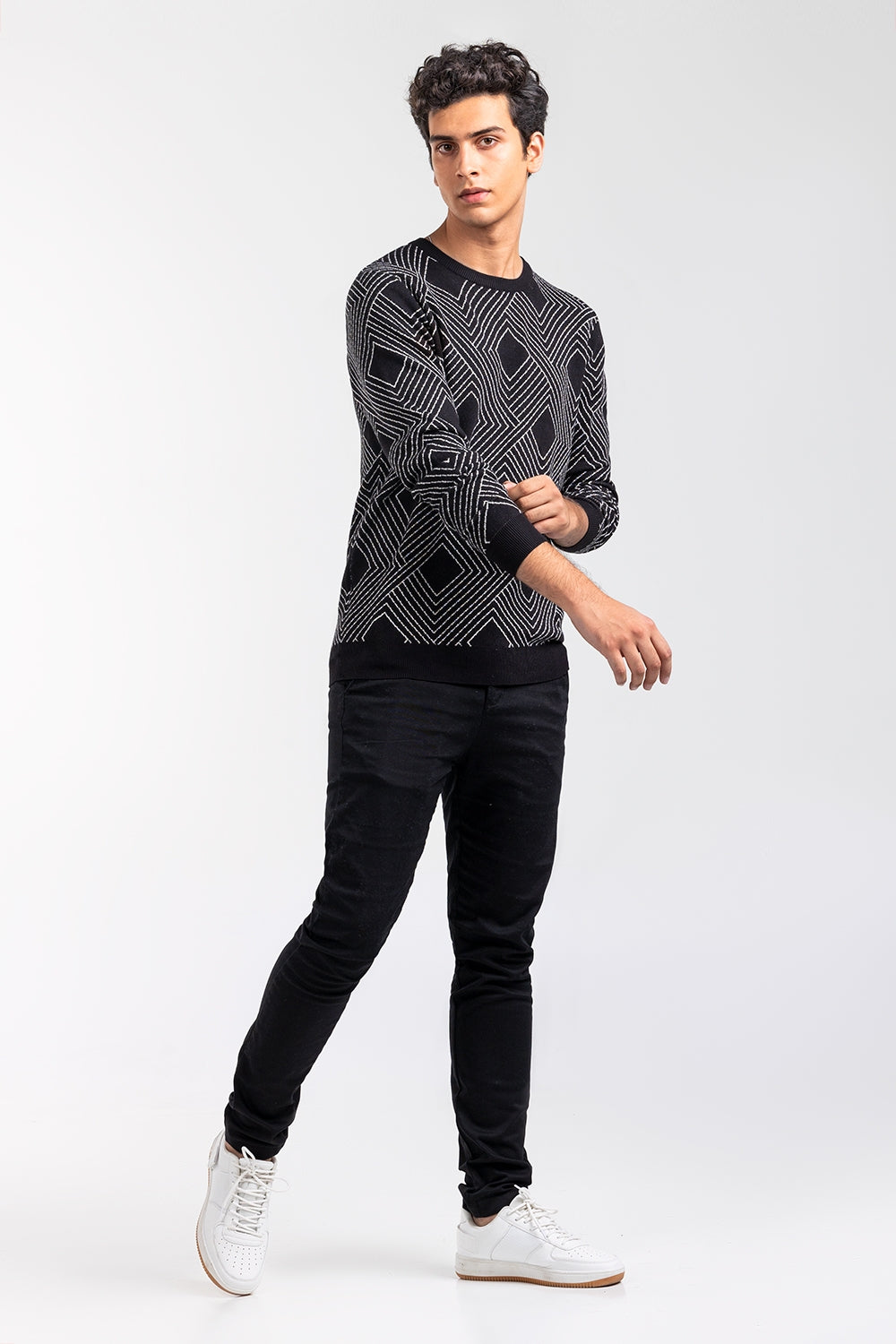 Black-Grey Fashion Sweater FS-SWT-VPN-FD-415-01