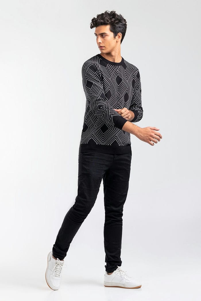 Black-Grey Fashion Sweater FS-SWT-VPN-FD-415-01