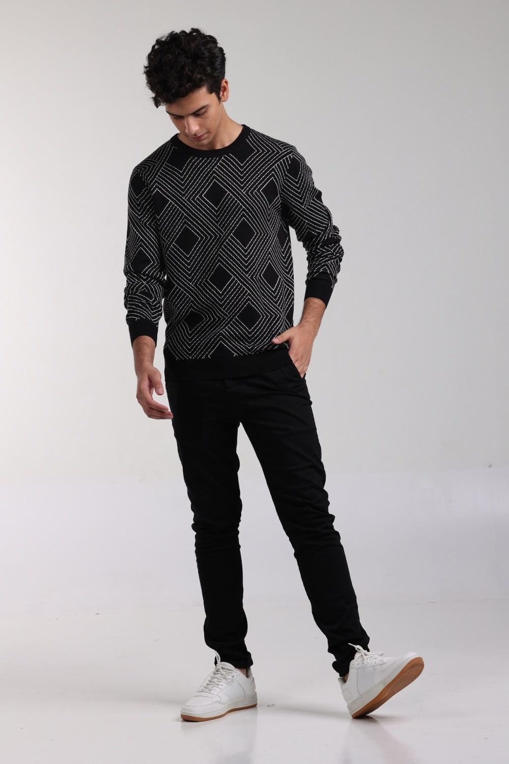 Black-Grey Fashion Sweater FS-SWT-VPN-FD-415-01
